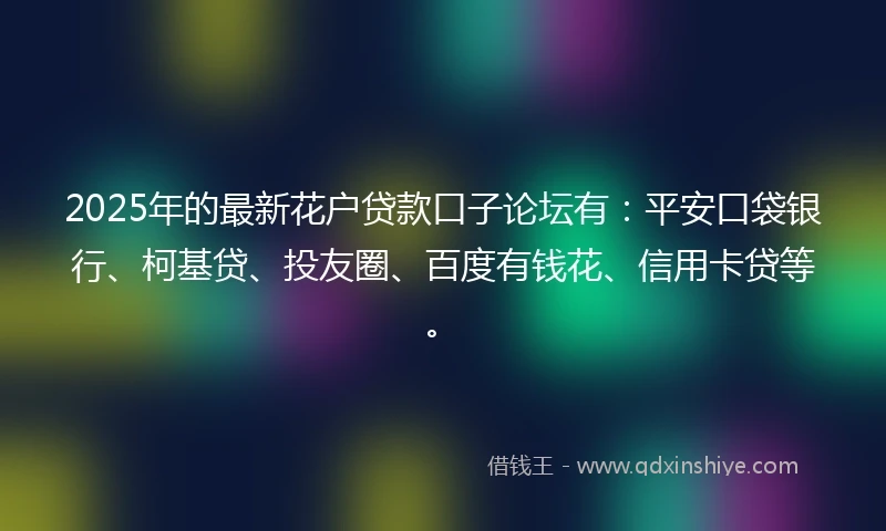 2025年的最新花户贷款口子论坛有：平安口袋银行、柯基贷、投友圈、百度有钱花、信用卡贷等。