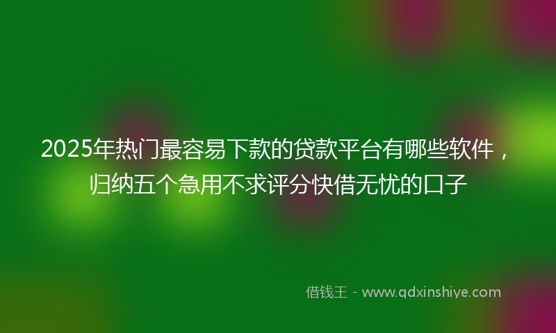 2025年热门最容易下款的贷款平台有哪些软件，归纳五个急用不求评分快借无忧的口子
