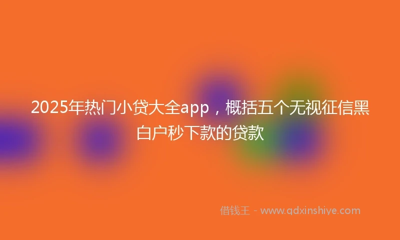 2025年热门小贷大全app，概括五个无视征信黑白户秒下款的贷款