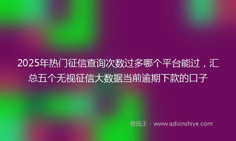 2025年热门征信查询次数过多哪个平台能过，汇总五个无视征信大数据当前逾期下款的口子