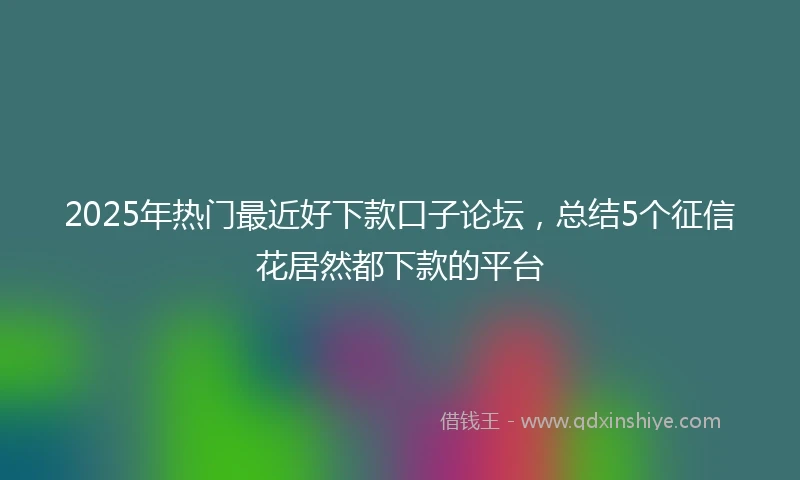 2025年热门最近好下款口子论坛，总结5个征信花居然都下款的平台