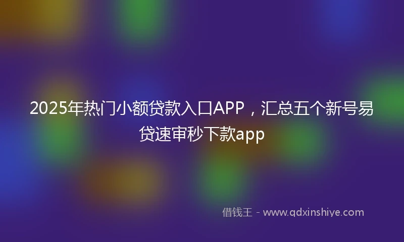2025年热门小额贷款入口APP，汇总五个新号易贷速审秒下款app