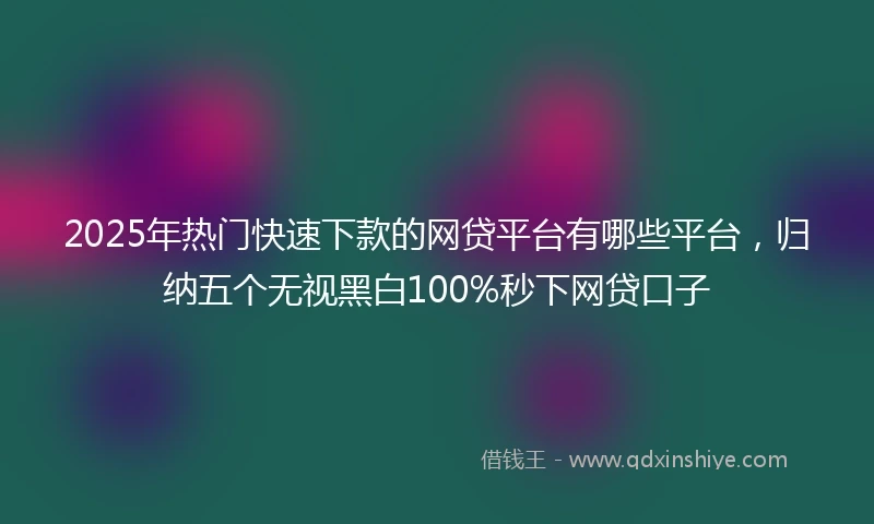 2025年热门快速下款的网贷平台有哪些平台，归纳五个无视黑白100%秒下网贷口子