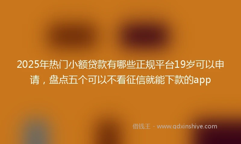 2025年热门小额贷款有哪些正规平台19岁可以申请，盘点五个可以不看征信就能下款的app