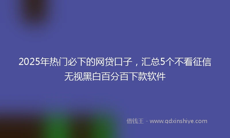 2025年热门必下的网贷口子,汇总5个不看征信无视黑白百分百下款软件