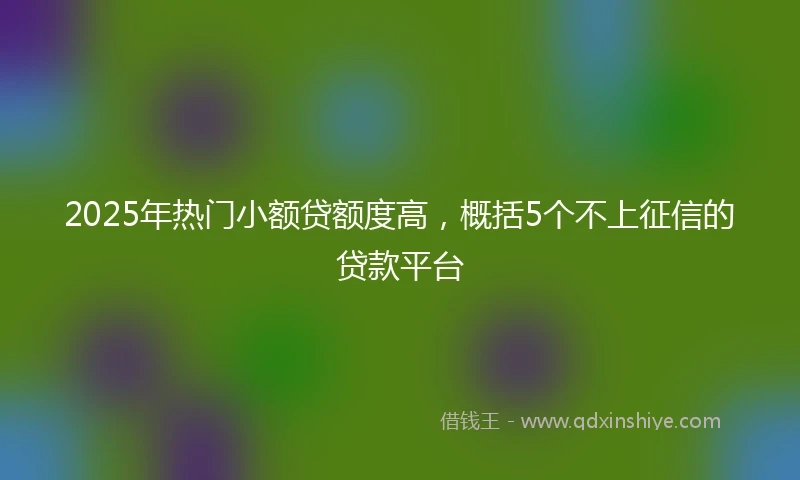 2025年热门小额贷额度高，概括5个不上征信的贷款平台