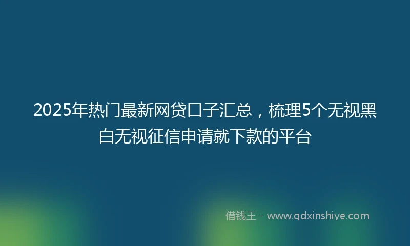 2025年热门最新网贷口子汇总，梳理5个无视黑白无视征信申请就下款的平台