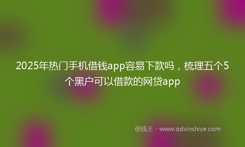 2025年热门手机借钱app容易下款吗，梳理五个5个黑户可以借款的网贷app