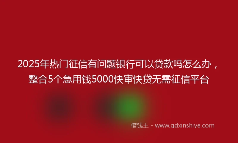 2025年热门征信有问题银行可以贷款吗怎么办，整合5个急用钱5000快审快贷无需征信平台