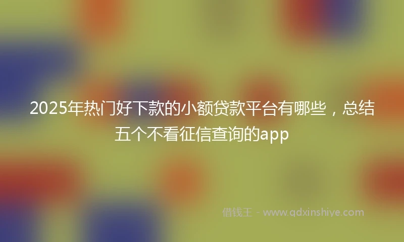 2025年热门好下款的小额贷款平台有哪些，总结五个不看征信查询的app