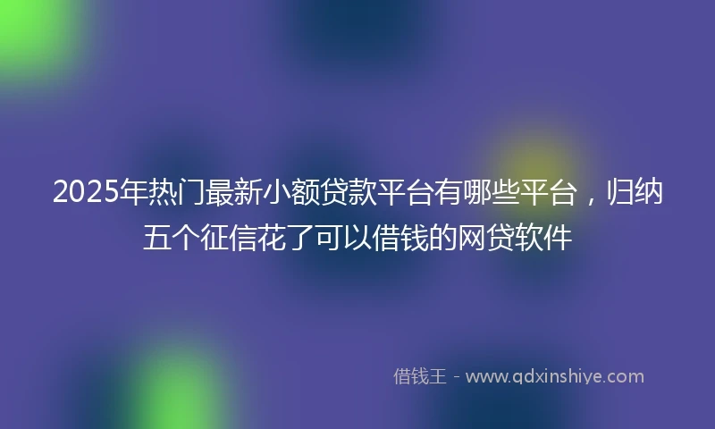 2025年热门最新小额贷款平台有哪些平台，归纳五个征信花了可以借钱的网贷软件