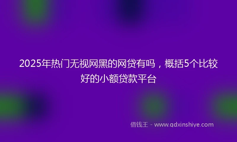 2025年热门无视网黑的网贷有吗，概括5个比较好的小额贷款平台