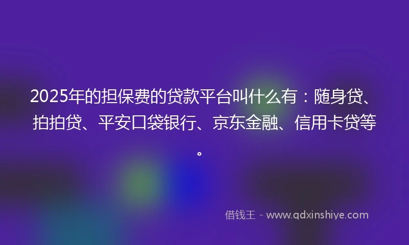 2025年的担保费的贷款平台叫什么有：随身贷、拍拍贷、平安口袋银行、京东金融、信用卡贷等。
