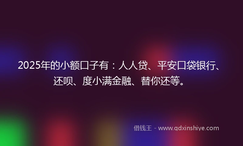 2025年的小额口子有：人人贷、平安口袋银行、还呗、度小满金融、替你还等。