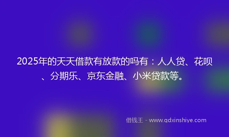 2025年的天天借款有放款的吗有：人人贷、花呗、分期乐、京东金融、小米贷款等。