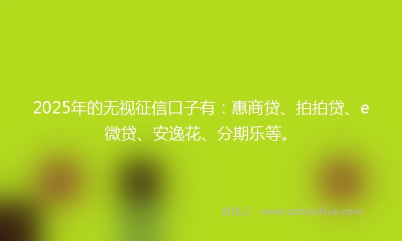 2025年的无视征信口子有：惠商贷、拍拍贷、e微贷、安逸花、分期乐等。