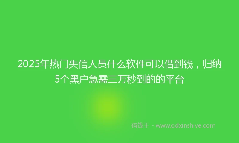 2025年热门失信人员什么软件可以借到钱，归纳5个黑户急需三万秒到的的平台