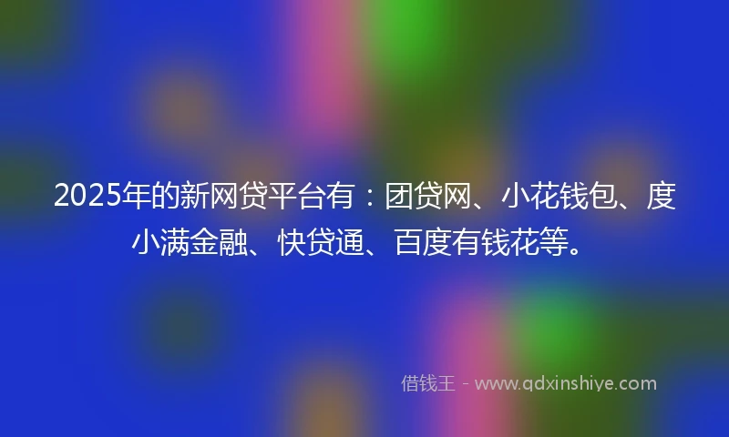 2025年的新网贷平台有：团贷网、小花钱包、度小满金融、快贷通、百度有钱花等。