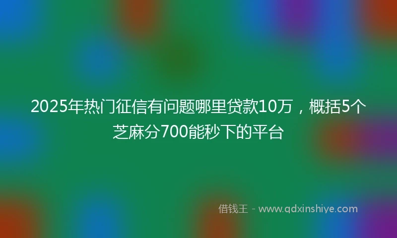 2025年热门征信有问题哪里贷款10万，概括5个芝麻分700能秒下的平台