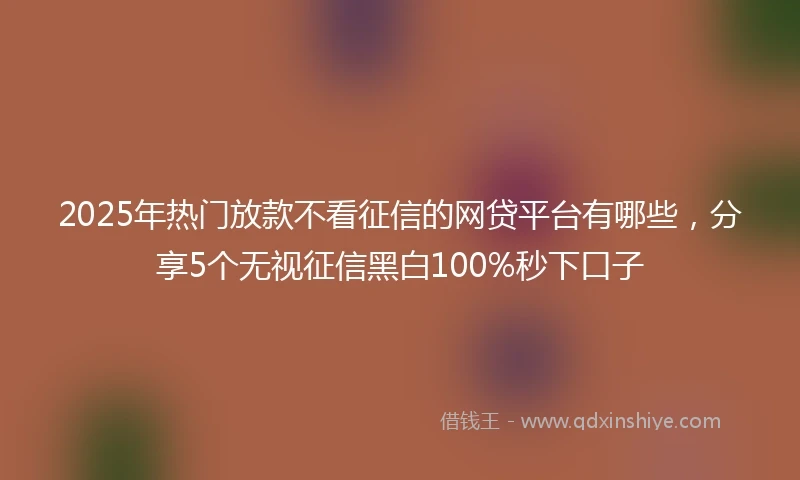 2025年热门放款不看征信的网贷平台有哪些，分享5个无视征信黑白100%秒下口子