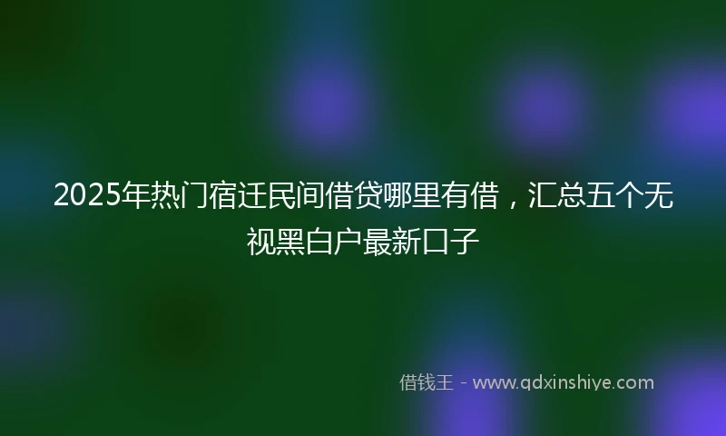 2025年热门宿迁民间借贷哪里有借，汇总五个无视黑白户最新口子