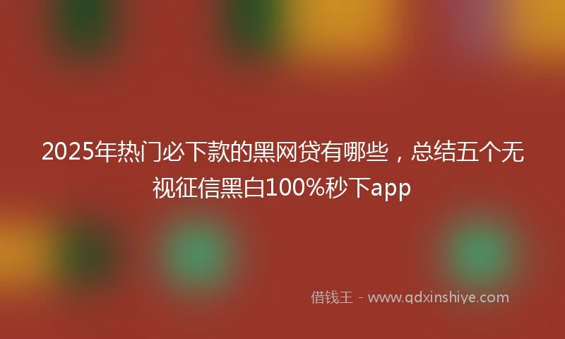 2025年热门必下款的黑网贷有哪些，总结五个无视征信黑白100%秒下app