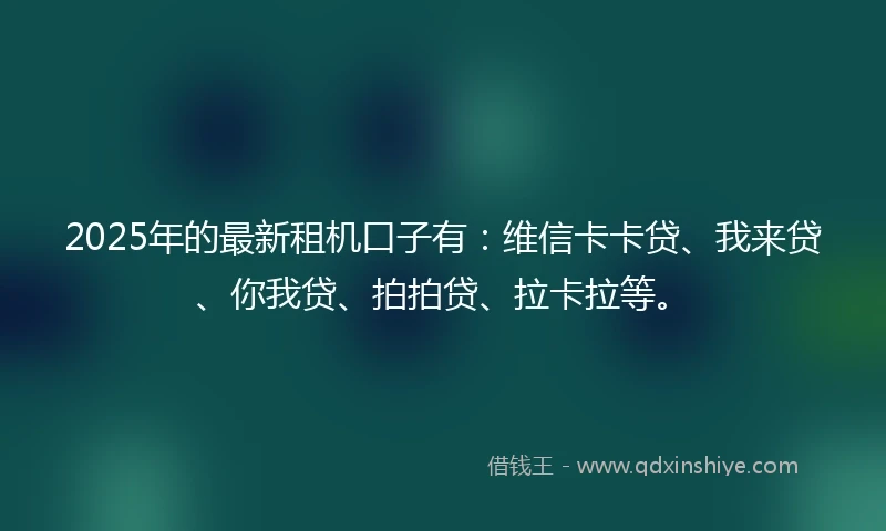 2025年的最新租机口子有：维信卡卡贷、我来贷、你我贷、拍拍贷、拉卡拉等。