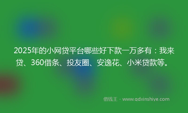 2025年的小网贷平台哪些好下款一万多有：我来贷、360借条、投友圈、安逸花、小米贷款等。