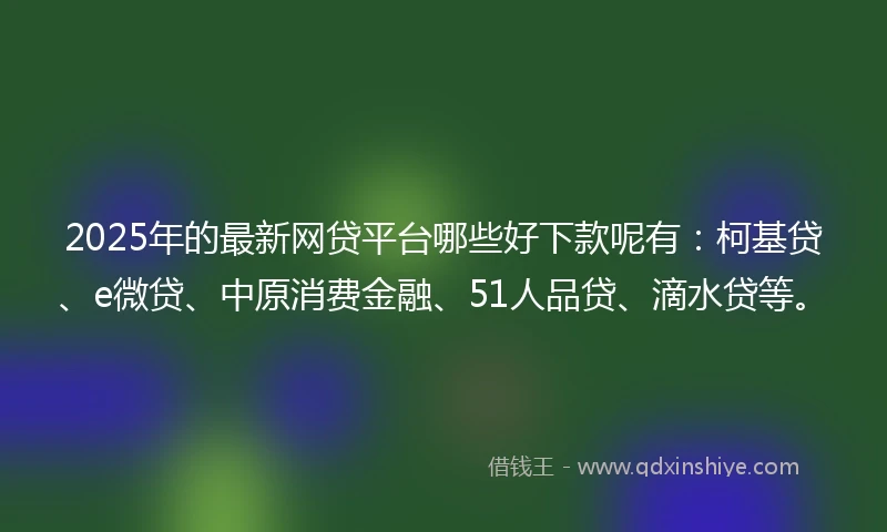 2025年的最新网贷平台哪些好下款呢有：柯基贷、e微贷、中原消费金融、51人品贷、滴水贷等。