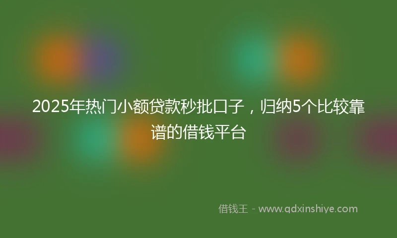 2025年热门小额贷款秒批口子，归纳5个比较靠谱的借钱平台