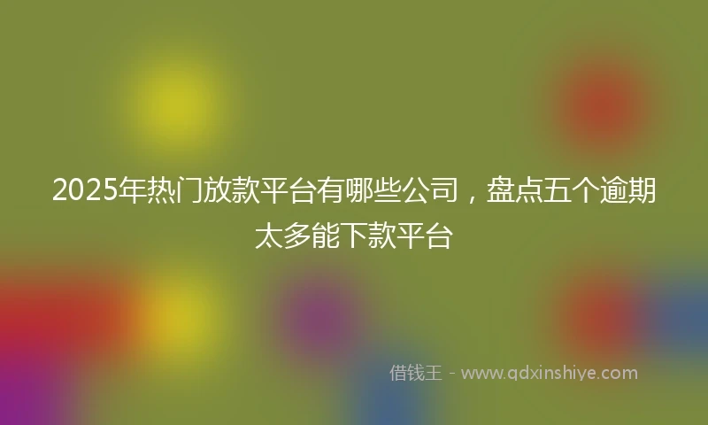 2025年热门放款平台有哪些公司，盘点五个逾期太多能下款平台