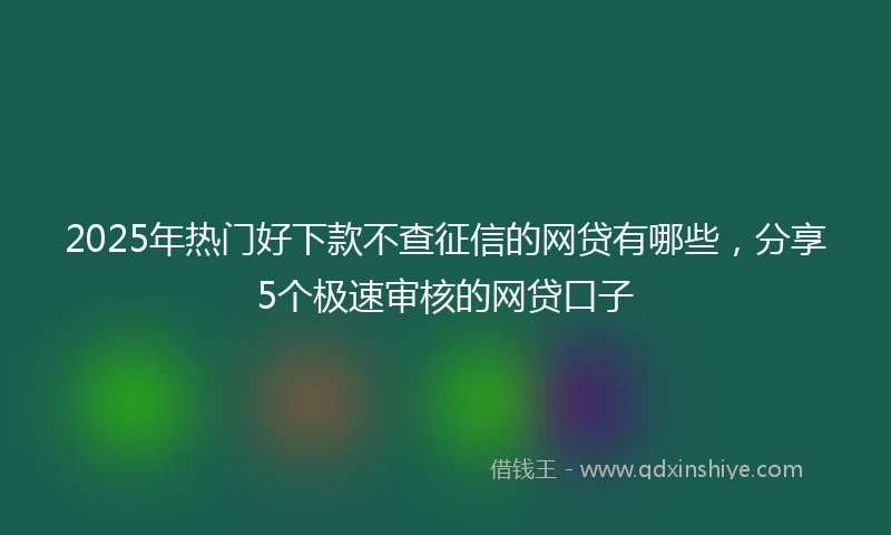 2025年热门好下款不查征信的网贷有哪些，分享5个极速审核的网贷口子