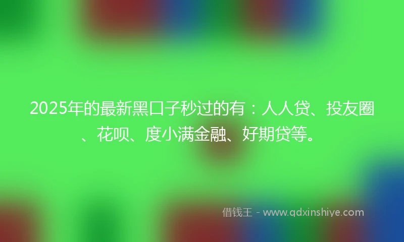 2025年的最新黑口子秒过的有：人人贷、投友圈、花呗、度小满金融、好期贷等。