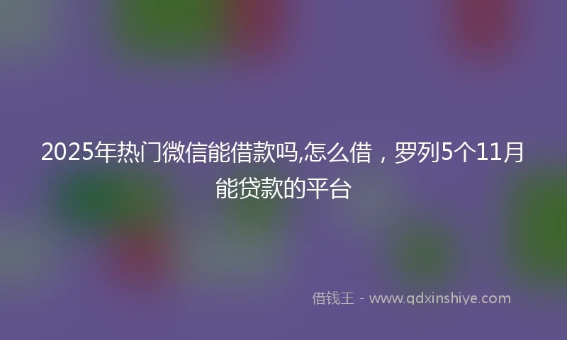 2025年热门微信能借款吗,怎么借，罗列5个11月能贷款的平台
