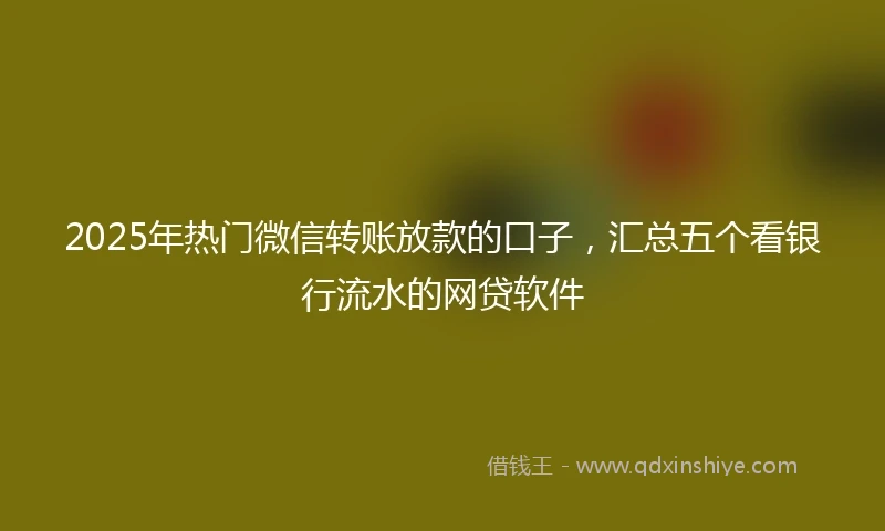 2025年热门微信转账放款的口子，汇总五个看银行流水的网贷软件