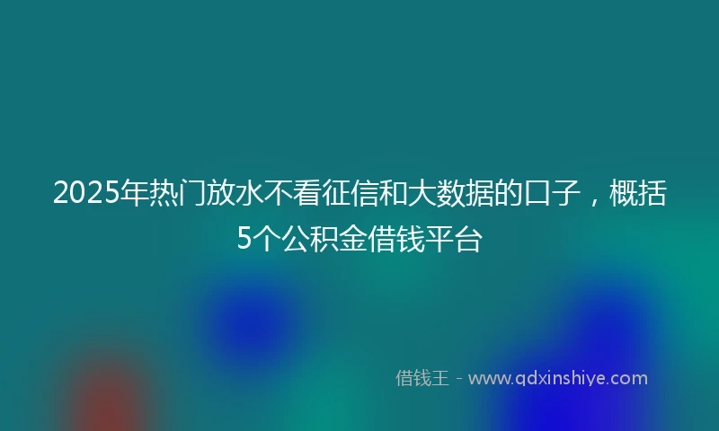 2025年热门放水不看征信和大数据的口子，概括5个公积金借钱平台