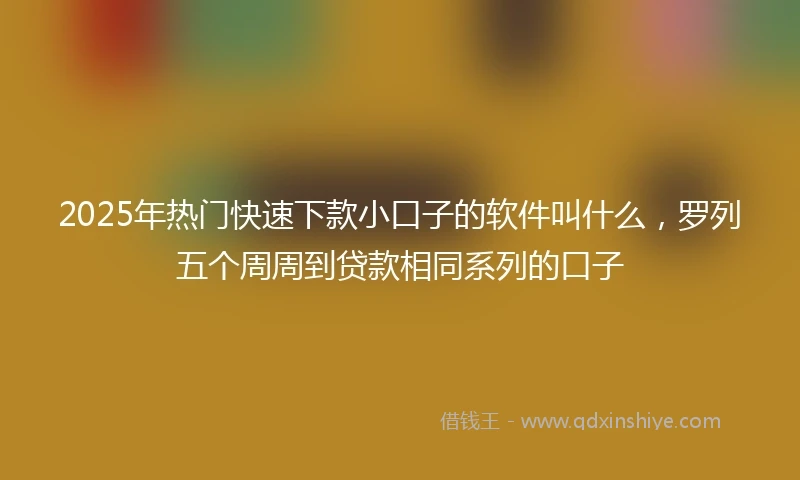 2025年热门快速下款小口子的软件叫什么，罗列五个周周到贷款相同系列的口子