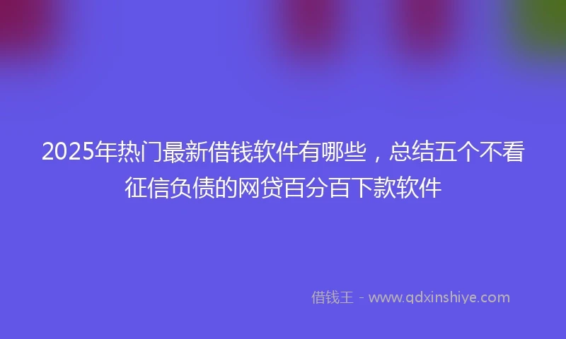 2025年热门最新借钱软件有哪些，总结五个不看征信负债的网贷百分百下款软件