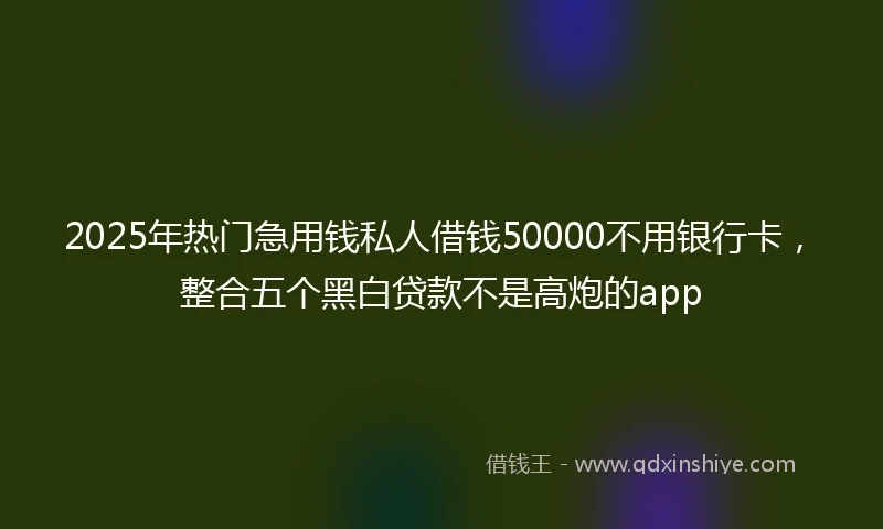 2025年热门急用钱私人借钱50000不用银行卡，整合五个黑白贷款不是高炮的app