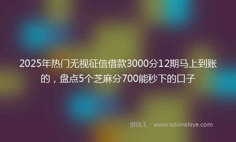 2025年热门无视征信借款3000分12期马上到账的，盘点5个芝麻分700能秒下的口子