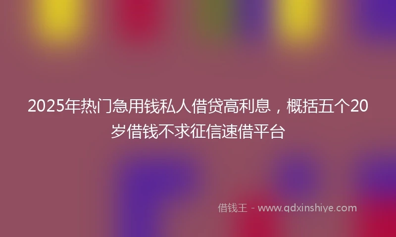 2025年热门急用钱私人借贷高利息，概括五个20岁借钱不求征信速借平台