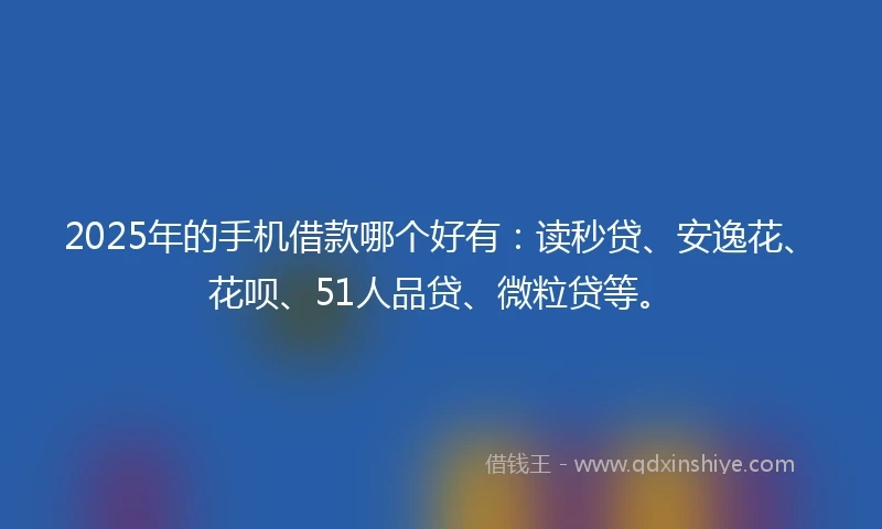 2025年的手机借款哪个好有：读秒贷、安逸花、花呗、51人品贷、微粒贷等。