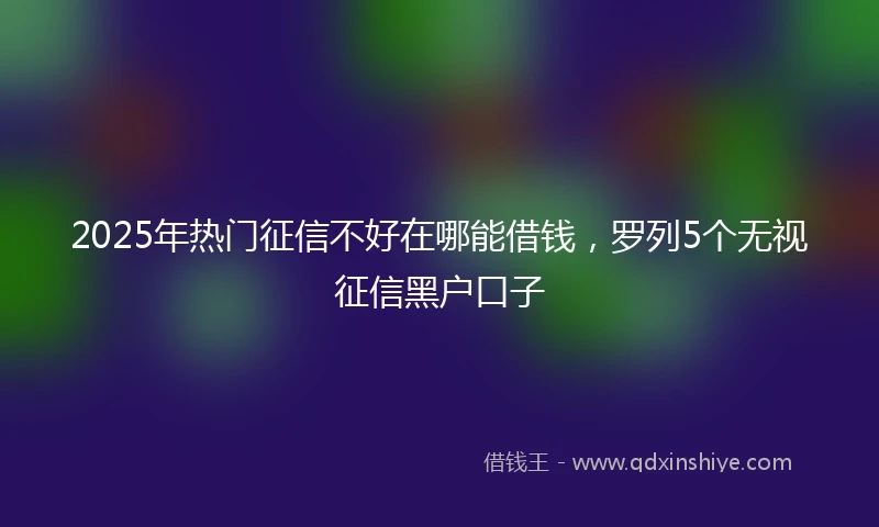 2025年热门征信不好在哪能借钱，罗列5个无视征信黑户口子