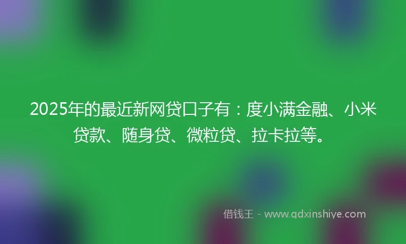 2025年的最近新网贷口子有：度小满金融、小米贷款、随身贷、微粒贷、拉卡拉等。