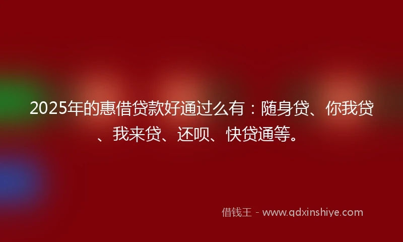 2025年的惠借贷款好通过么有：随身贷、你我贷、我来贷、还呗、快贷通等。