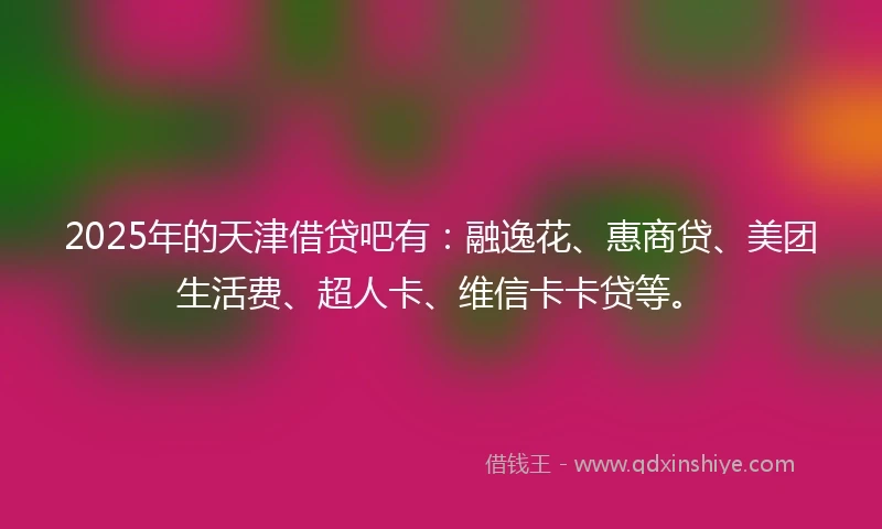 2025年的天津借贷吧有：融逸花、惠商贷、美团生活费、超人卡、维信卡卡贷等。