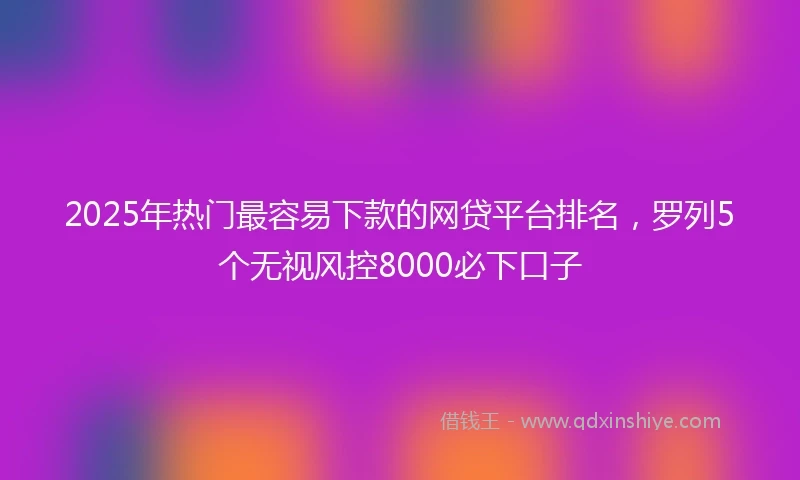 2025年热门最容易下款的网贷平台排名，罗列5个无视风控8000必下口子