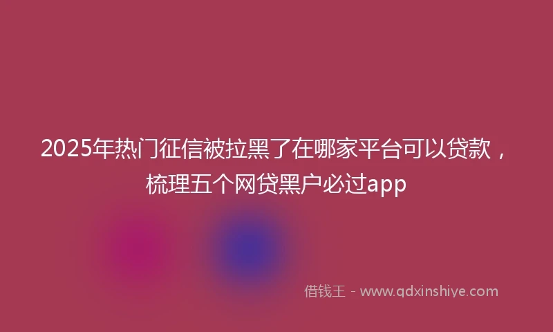 2025年热门征信被拉黑了在哪家平台可以贷款，梳理五个网贷黑户必过app