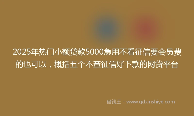 2025年热门小额贷款5000急用不看征信要会员费的也可以，概括五个不查征信好下款的网贷平台