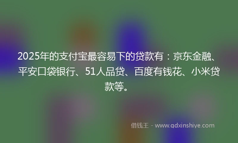 2025年的支付宝最容易下的贷款有：京东金融、平安口袋银行、51人品贷、百度有钱花、小米贷款等。